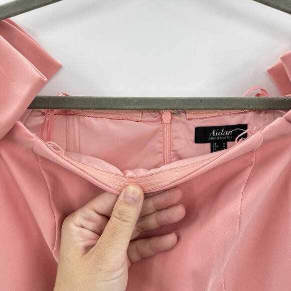 Aidan Maddox Off the Shoulder Bow Jumpsuit Size 4 Rose Pink Wide Leg New $245 - Picture 5 of 16